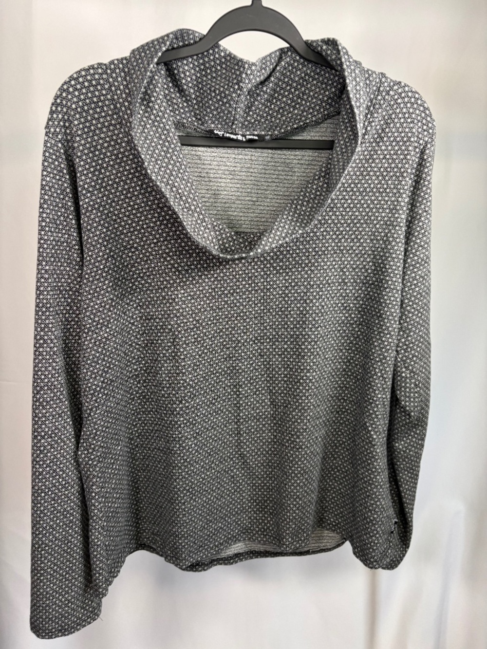 Leopards & Roses Black Grey Textured Hooded Cowl Top XL